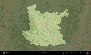 Roanne. Fransa 'nın idari alanı karanlık bir OpenStreetMap İnsani Haritası' na vurgulandı ve özetlendi