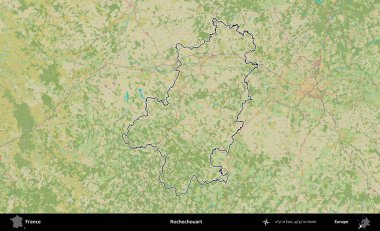 Rochechouart 'ta. OpenStreetMap İnsani Haritada Fransa 'nın idari alanının ana hatları