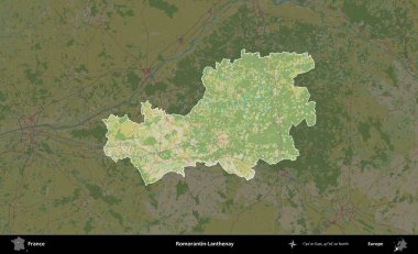 Romorantin-Lanthenay. Fransa 'nın idari alanı karanlık bir OpenStreetMap İnsani Haritası' na vurgulandı ve özetlendi