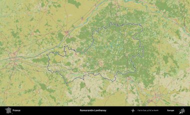 Romorantin-Lanthenay. OpenStreetMap İnsani Haritada Fransa 'nın idari alanının ana hatları