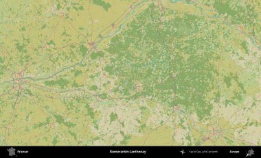 Romorantin-Lanthenay. OpenStreetMap İnsani Yardım Stili Haritasında Fransa 'nın idari alanı