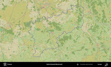 Saint-Amand-Montrond. OpenStreetMap İnsani Haritada Fransa 'nın idari alanının ana hatları