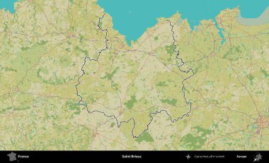 Saint-Brieuc 'de. OpenStreetMap İnsani Haritada Fransa 'nın idari alanının ana hatları
