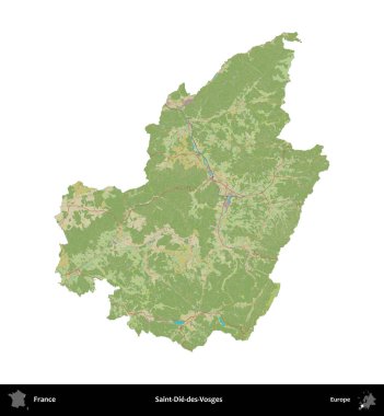Saint-Die-des-Vosges. Fransa 'nın idari bölgesi bir OpenStreetMap İnsani Harita stili haritasında beyaza izole edildi