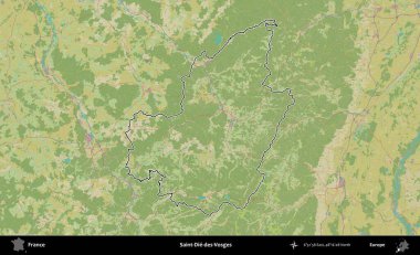 Saint-Die-des-Vosges. OpenStreetMap İnsani Haritada Fransa 'nın idari alanının ana hatları