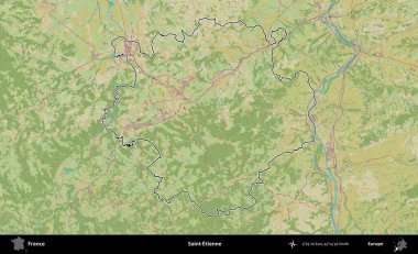 Aziz Etienne. OpenStreetMap İnsani Haritada Fransa 'nın idari alanının ana hatları