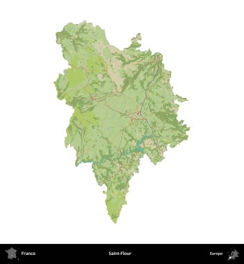 Aziz Un. Fransa 'nın idari bölgesi bir OpenStreetMap İnsani Harita stili haritasında beyaza izole edildi