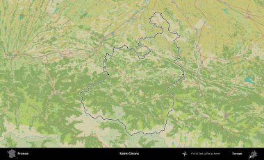 Saint-Gironlar. OpenStreetMap İnsani Haritada Fransa 'nın idari alanının ana hatları