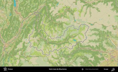 Saint-Jean-de-Maurienne. OpenStreetMap İnsani Haritada Fransa 'nın idari alanının ana hatları