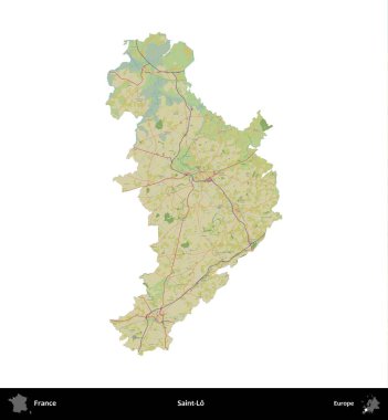 Aziz Lo. Fransa 'nın idari bölgesi bir OpenStreetMap İnsani Harita stili haritasında beyaza izole edildi