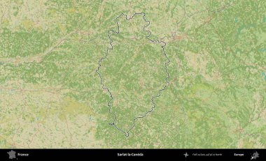 Sarlat-la-Caneda. OpenStreetMap İnsani Haritada Fransa 'nın idari alanının ana hatları