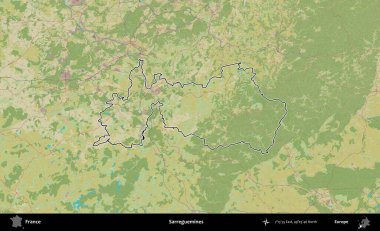 Sarregülinler. OpenStreetMap İnsani Haritada Fransa 'nın idari alanının ana hatları