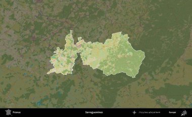 Sarregülinler. Fransa 'nın idari alanı karanlık bir OpenStreetMap İnsani Haritası' na vurgulandı ve özetlendi