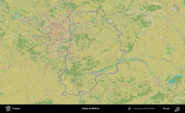 Seine-et-Marne. OpenStreetMap İnsani Haritada Fransa 'nın idari alanının ana hatları