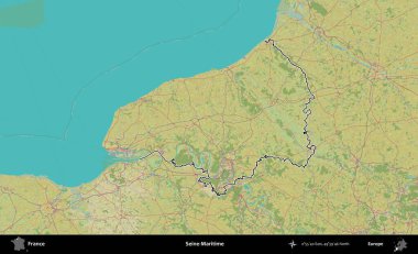 Sen-Denizcilik. OpenStreetMap İnsani Haritada Fransa 'nın idari alanının ana hatları
