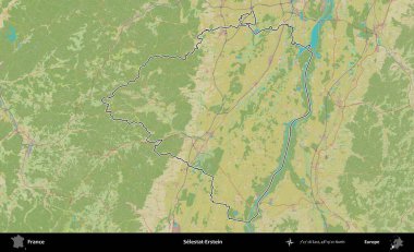 Selestat-Erstein. OpenStreetMap İnsani Haritada Fransa 'nın idari alanının ana hatları