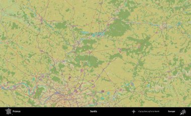 Senlis. OpenStreetMap İnsani Yardım Stili Haritasında Fransa 'nın idari alanı