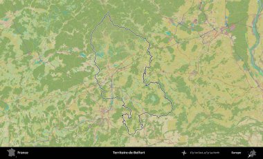 Territoire-de-Belfort. OpenStreetMap İnsani Haritada Fransa 'nın idari alanının ana hatları