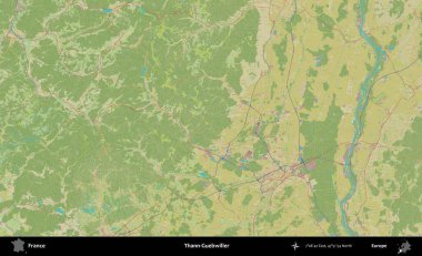 Thann-Guebwiller. OpenStreetMap İnsani Yardım Stili Haritasında Fransa 'nın idari alanı