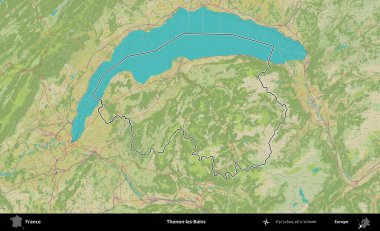Thonon-les-Bains. OpenStreetMap İnsani Haritada Fransa 'nın idari alanının ana hatları