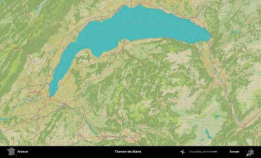 Thonon-les-Bains. OpenStreetMap İnsani Yardım Stili Haritasında Fransa 'nın idari alanı