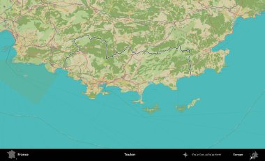 Toulon. OpenStreetMap İnsani Haritada Fransa 'nın idari alanının ana hatları