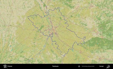 Toulouse. OpenStreetMap İnsani Haritada Fransa 'nın idari alanının ana hatları