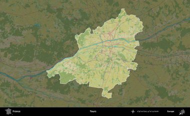 Turlar. Fransa 'nın idari alanı karanlık bir OpenStreetMap İnsani Haritası' na vurgulandı ve özetlendi