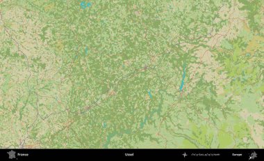 Ussel. OpenStreetMap İnsani Yardım Stili Haritasında Fransa 'nın idari alanı
