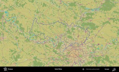 Val-d'Oise. OpenStreetMap İnsani Haritada Fransa 'nın idari alanının ana hatları