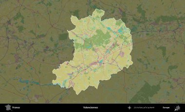 Valenciennes 'de. Fransa 'nın idari alanı karanlık bir OpenStreetMap İnsani Haritası' na vurgulandı ve özetlendi