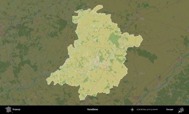Vendome. Fransa 'nın idari alanı karanlık bir OpenStreetMap İnsani Haritası' na vurgulandı ve özetlendi