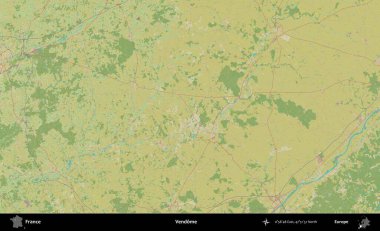 Vendome. OpenStreetMap İnsani Yardım Stili Haritasında Fransa 'nın idari alanı