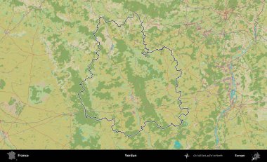 Verdun. OpenStreetMap İnsani Haritada Fransa 'nın idari alanının ana hatları