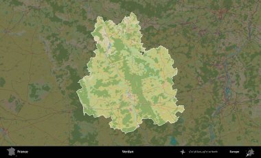 Verdun. Fransa 'nın idari alanı karanlık bir OpenStreetMap İnsani Haritası' na vurgulandı ve özetlendi