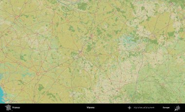 Vienne. OpenStreetMap İnsani Yardım Stili Haritasında Fransa 'nın idari alanı