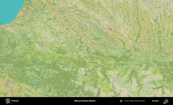 Oloron-Sainte-Marie. OpenStreetMap İnsani Yardım Stili Haritasında Fransa 'nın idari alanı