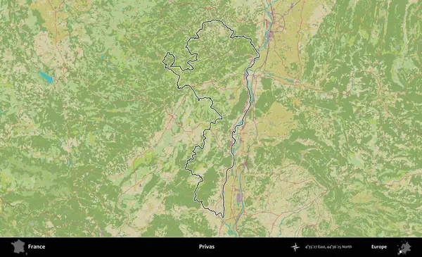 Askerler. OpenStreetMap İnsani Haritada Fransa 'nın idari alanının ana hatları