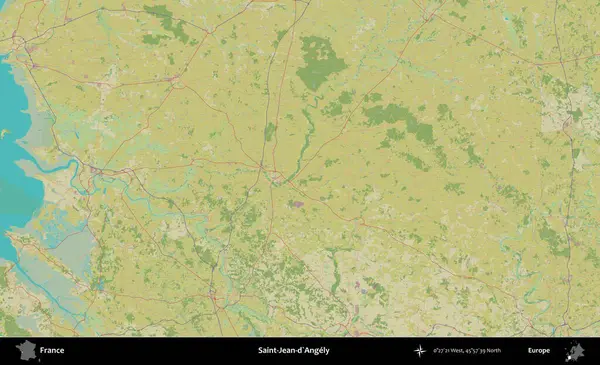 Saint-Jean-d'Angely. OpenStreetMap İnsani Yardım Stili Haritasında Fransa 'nın idari alanı
