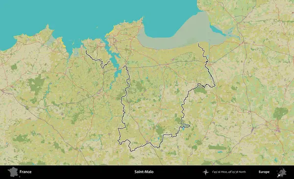 Saint-Malo 'da. OpenStreetMap İnsani Haritada Fransa 'nın idari alanının ana hatları