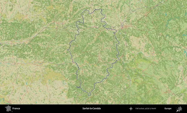 Sarlat-la-Caneda. OpenStreetMap İnsani Haritada Fransa 'nın idari alanının ana hatları