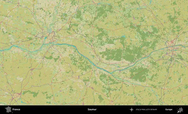 Saumur. OpenStreetMap İnsani Yardım Stili Haritasında Fransa 'nın idari alanı
