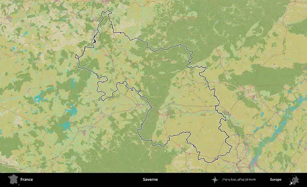 Saverne. OpenStreetMap İnsani Haritada Fransa 'nın idari alanının ana hatları