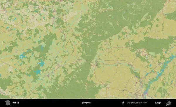 Saverne. OpenStreetMap İnsani Yardım Stili Haritasında Fransa 'nın idari alanı
