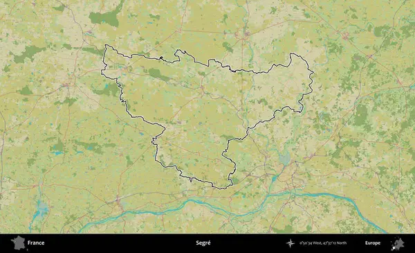 Segre. OpenStreetMap İnsani Haritada Fransa 'nın idari alanının ana hatları