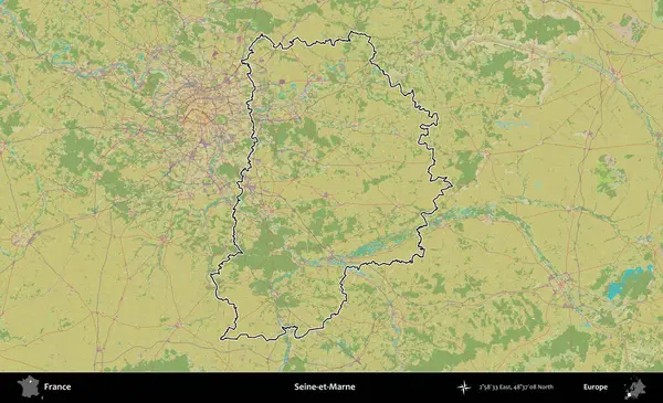 Seine-et-Marne. OpenStreetMap İnsani Haritada Fransa 'nın idari alanının ana hatları