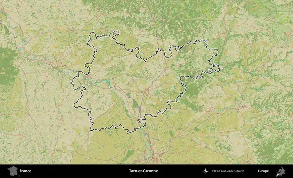 Tarn-et-Garonne. OpenStreetMap İnsani Haritada Fransa 'nın idari alanının ana hatları