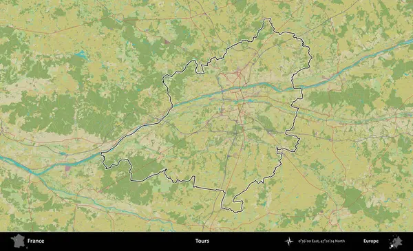 Turlar. OpenStreetMap İnsani Haritada Fransa 'nın idari alanının ana hatları