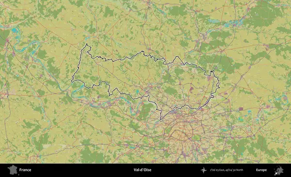 Val-d'Oise. OpenStreetMap İnsani Haritada Fransa 'nın idari alanının ana hatları