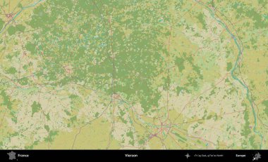 Vierzon. OpenStreetMap İnsani Yardım Stili Haritasında Fransa 'nın idari alanı